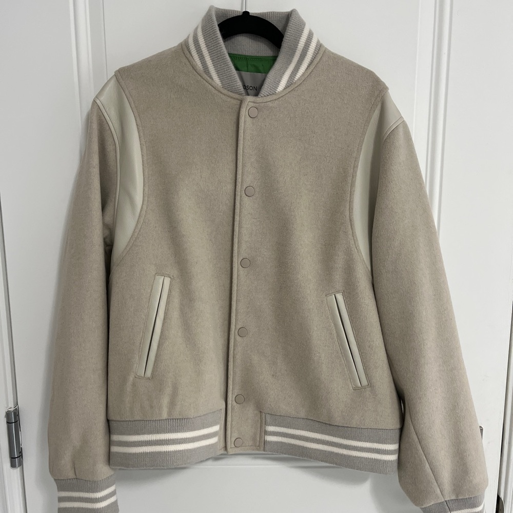 NWT - Hudson Jeans Men’s Wool and Cowhide Leather Varsity Jacket - Size L